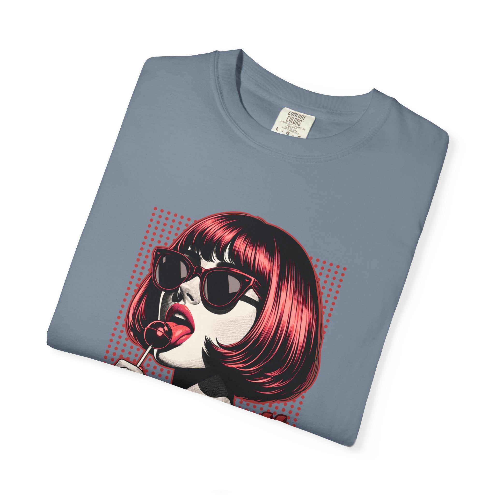 Unisex Retro Pop Art Woman Licking Ice Cream T-shirt | 'Currently Unimpressed' Graphic