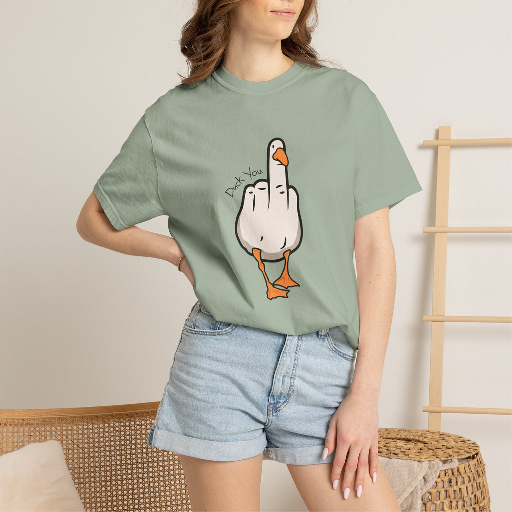 Unisex Middle Finger Duck T-shirt | Bird Illustration, Funny Attitude Tee
