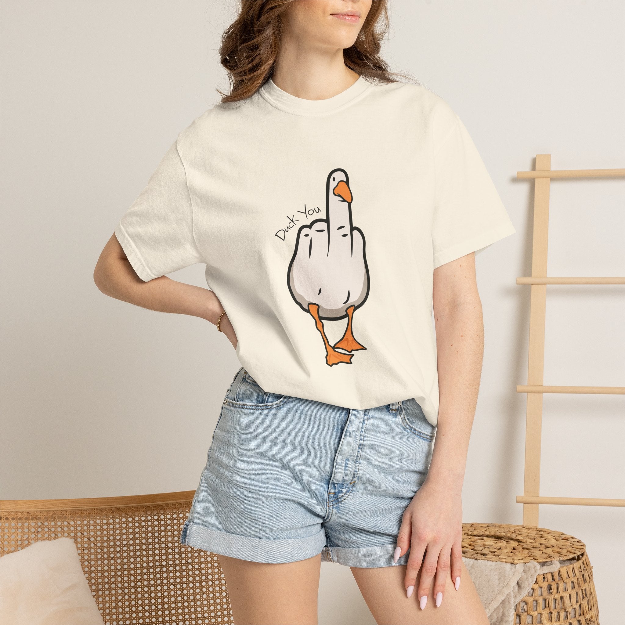 Unisex Middle Finger Duck T-shirt | Bird Illustration, Funny Attitude Tee