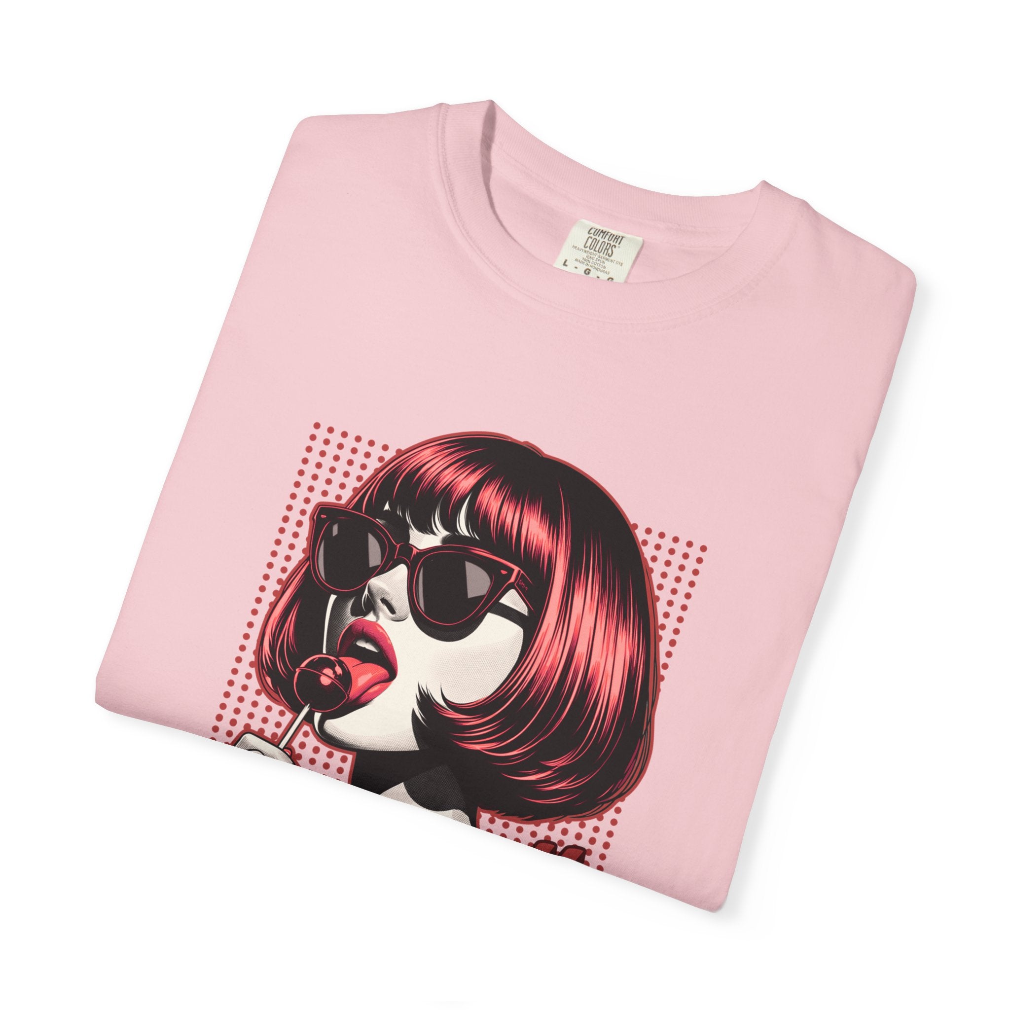 Unisex Retro Pop Art Woman Licking Ice Cream T-shirt | 'Currently Unimpressed' Graphic