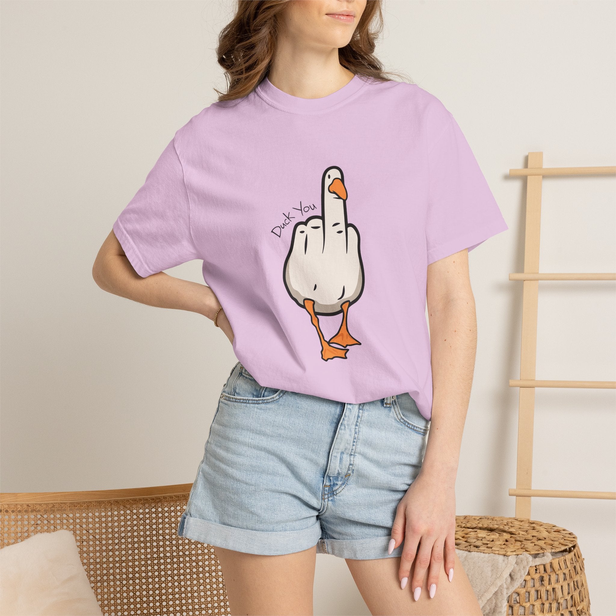 Unisex Middle Finger Duck T-shirt | Bird Illustration, Funny Attitude Tee