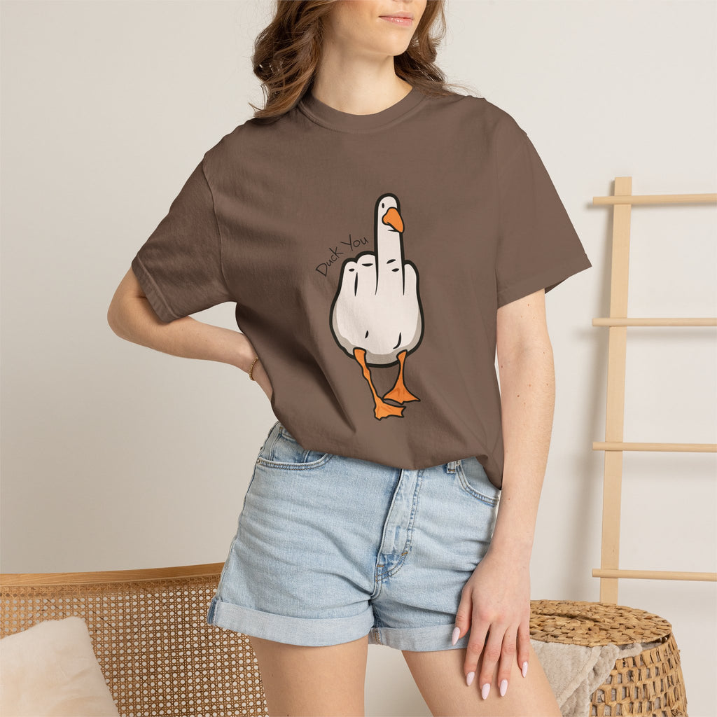 Unisex Middle Finger Duck T-shirt | Bird Illustration, Funny Attitude Tee