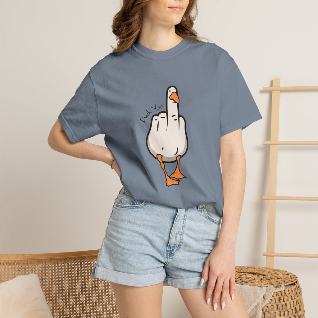 Unisex Middle Finger Duck T-shirt | Bird Illustration, Funny Attitude Tee