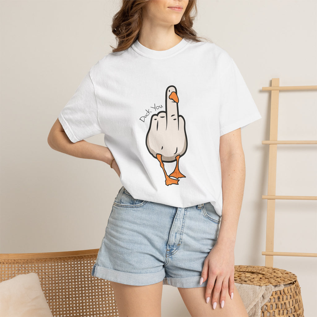 Unisex Middle Finger Duck T-shirt | Bird Illustration, Funny Attitude Tee