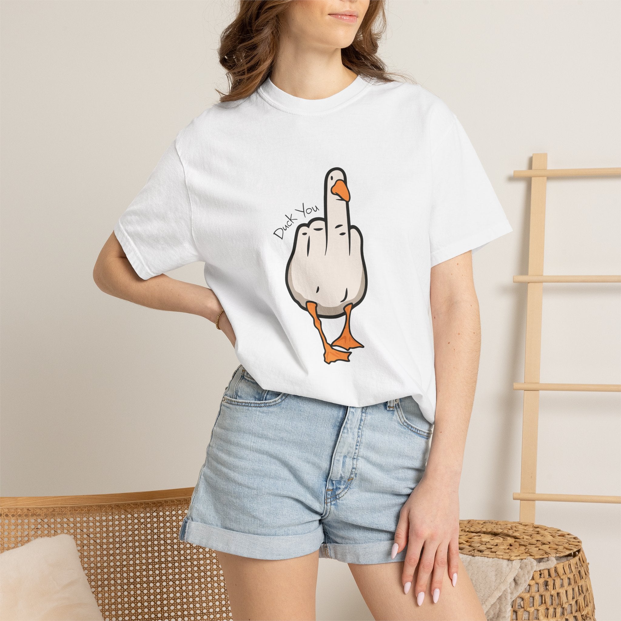 Unisex Middle Finger Duck T-shirt | Bird Illustration, Funny Attitude Tee