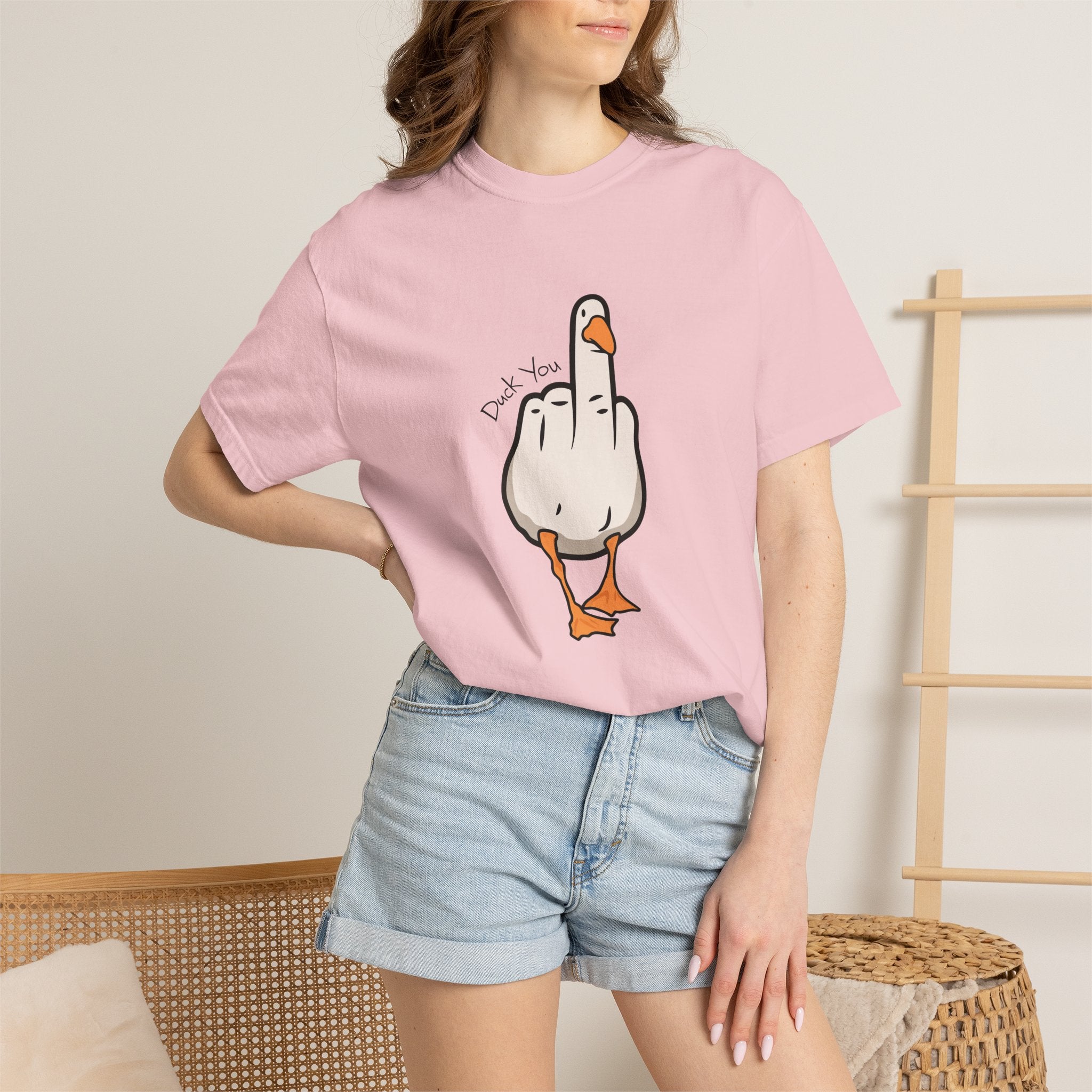 Unisex Middle Finger Duck T-shirt | Bird Illustration, Funny Attitude Tee