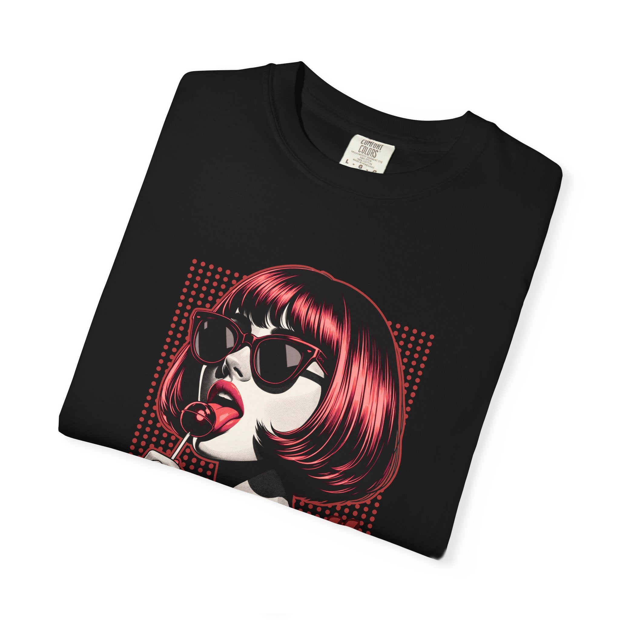 Unisex Retro Pop Art Woman Licking Ice Cream T-shirt | 'Currently Unimpressed' Graphic