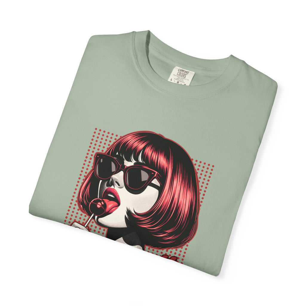 Unisex Retro Pop Art Woman Licking Ice Cream T-shirt | 'Currently Unimpressed' Graphic