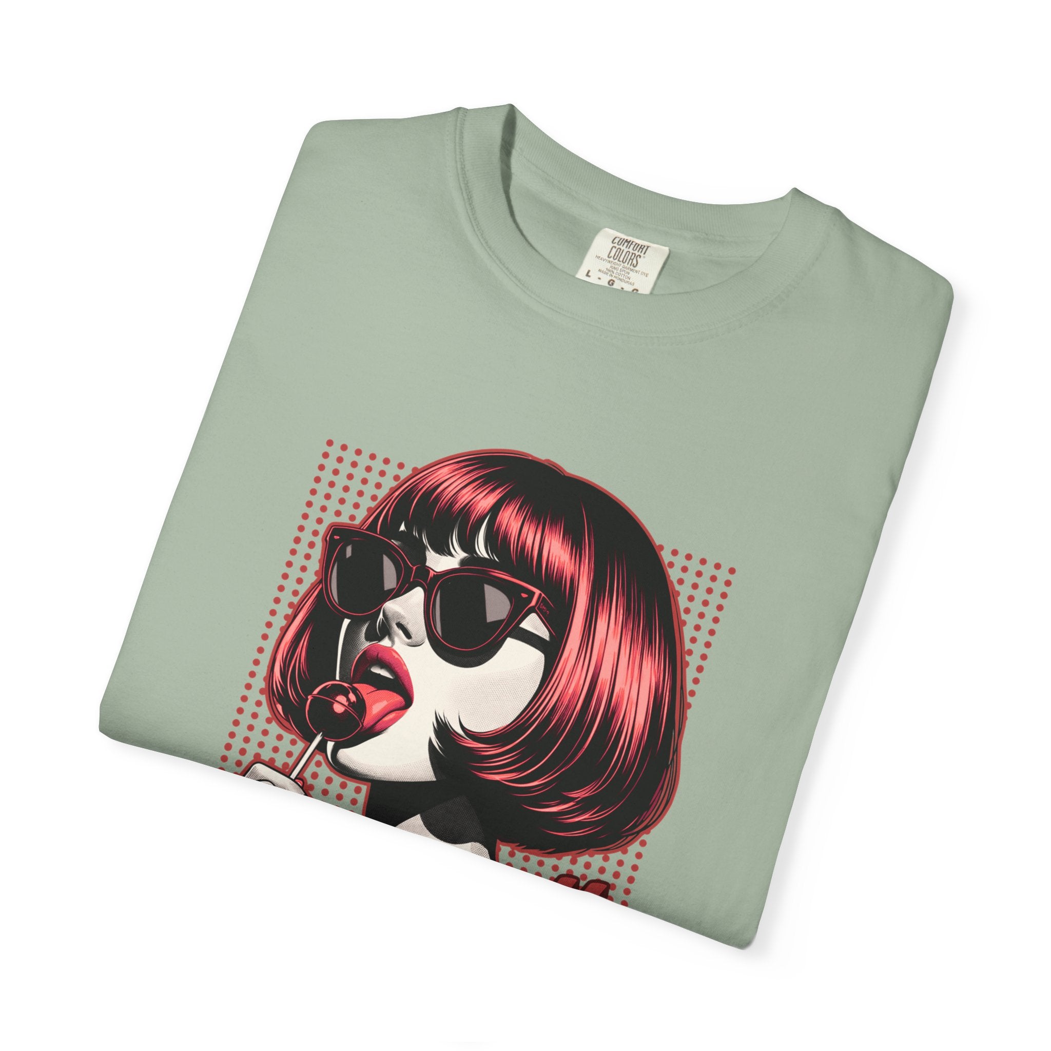 Unisex Retro Pop Art Woman Licking Ice Cream T-shirt | 'Currently Unimpressed' Graphic