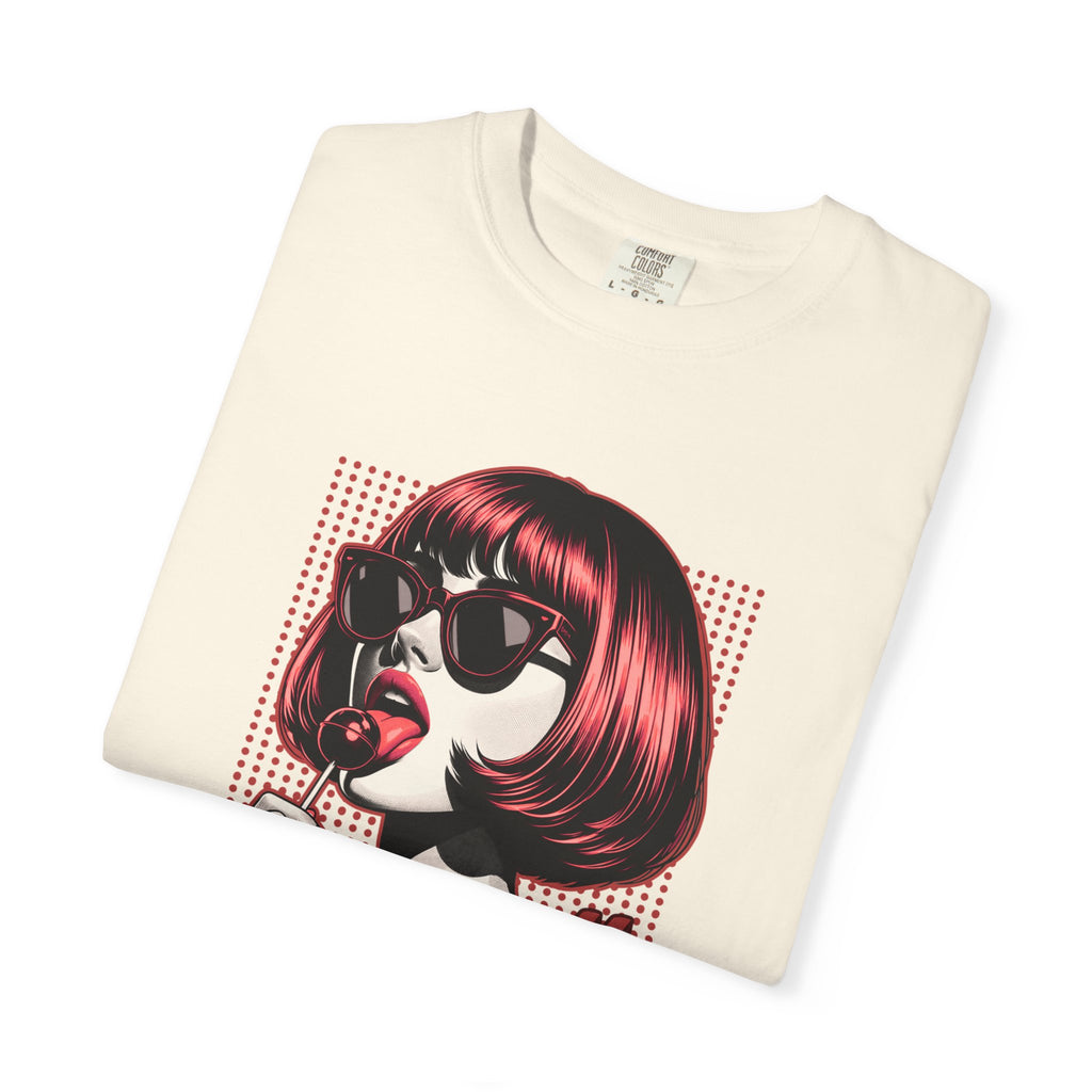 Unisex Retro Pop Art Woman Licking Ice Cream T-shirt | 'Currently Unimpressed' Graphic
