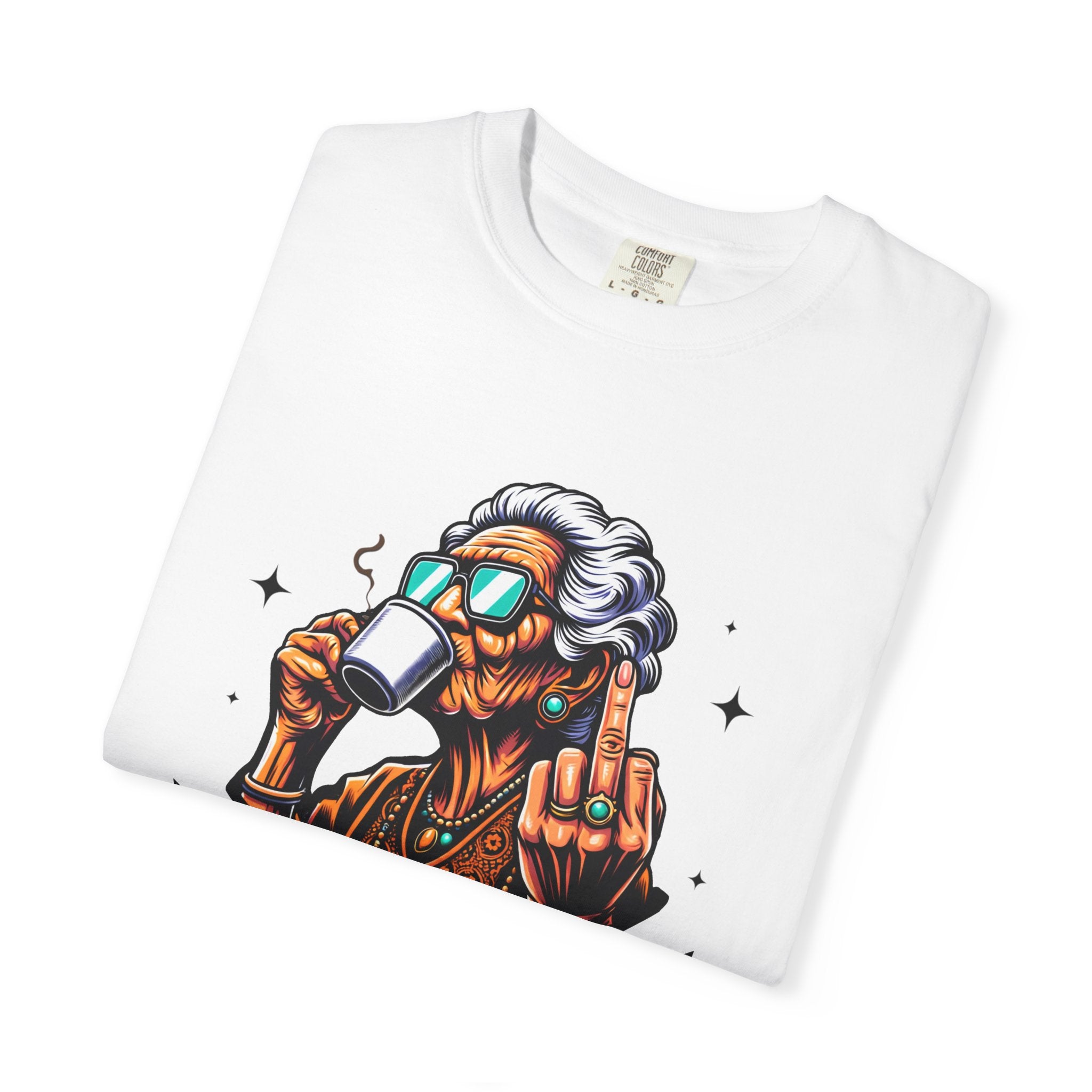 Unisex Elderly Funny Cool Grandma Sipping Coffee Respectfully T-shirt | Retro Hip Senior Mug Graphic