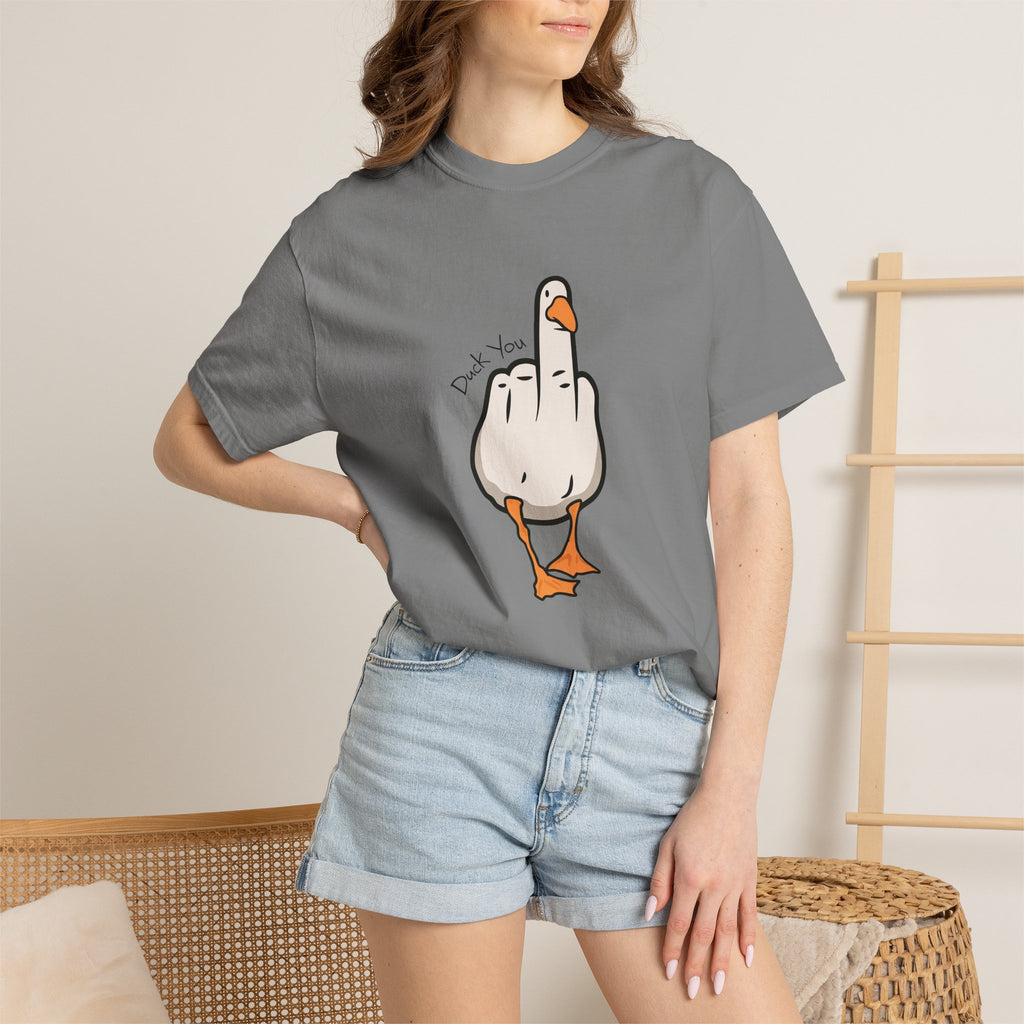 Unisex Middle Finger Duck T-shirt | Bird Illustration, Funny Attitude Tee