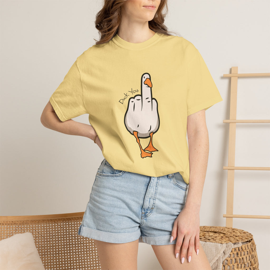 Unisex Middle Finger Duck T-shirt | Bird Illustration, Funny Attitude Tee