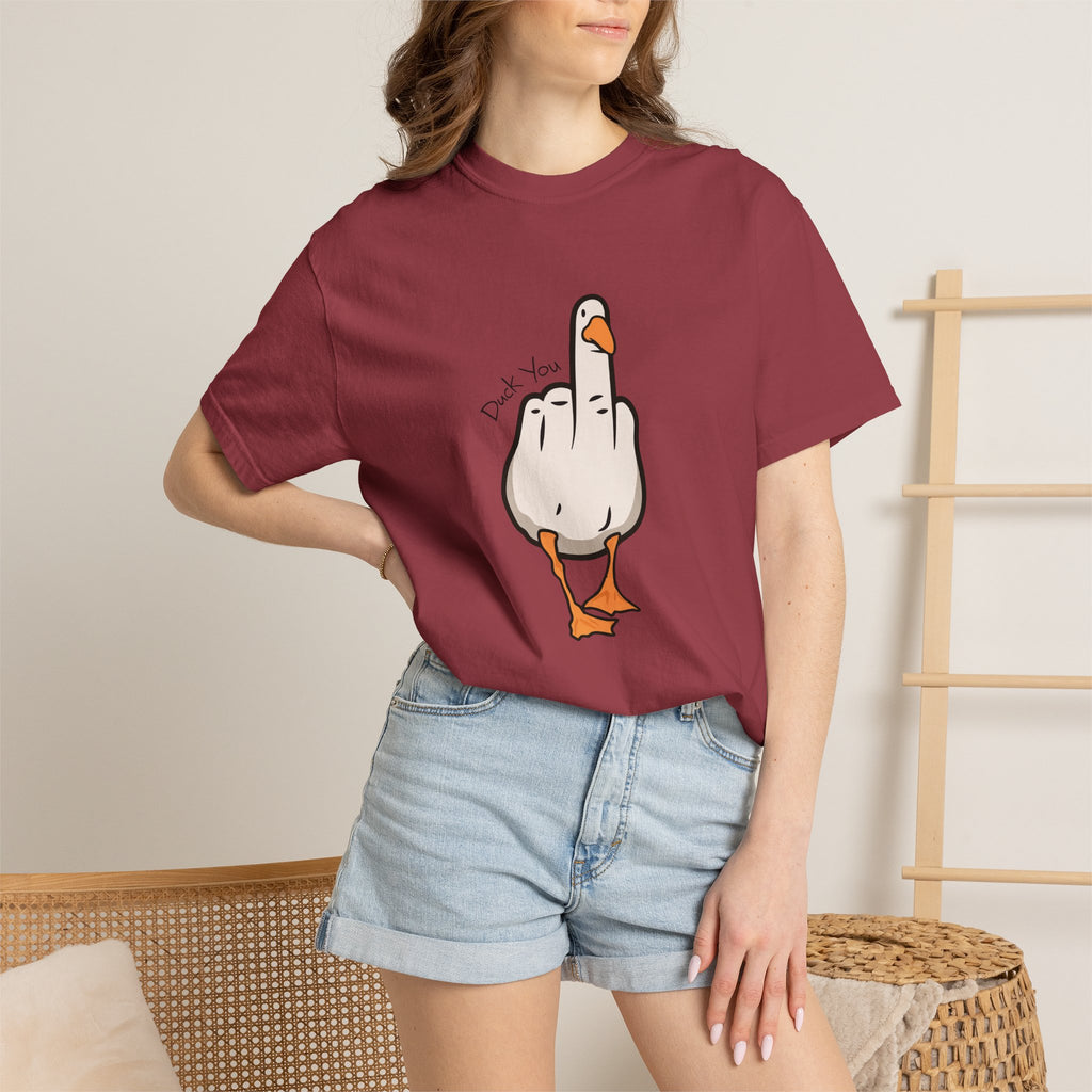 Unisex Middle Finger Duck T-shirt | Bird Illustration, Funny Attitude Tee