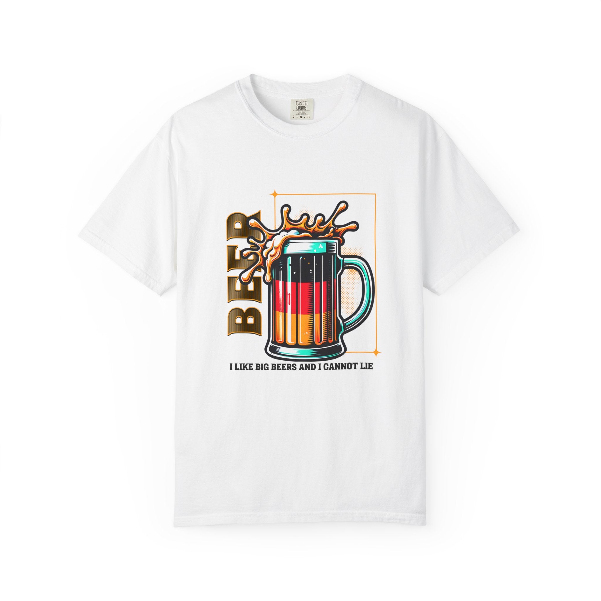 Unisex Retro Colorful Beer Mug T-shirt | I Like Big Beers and I Cannot Lie
