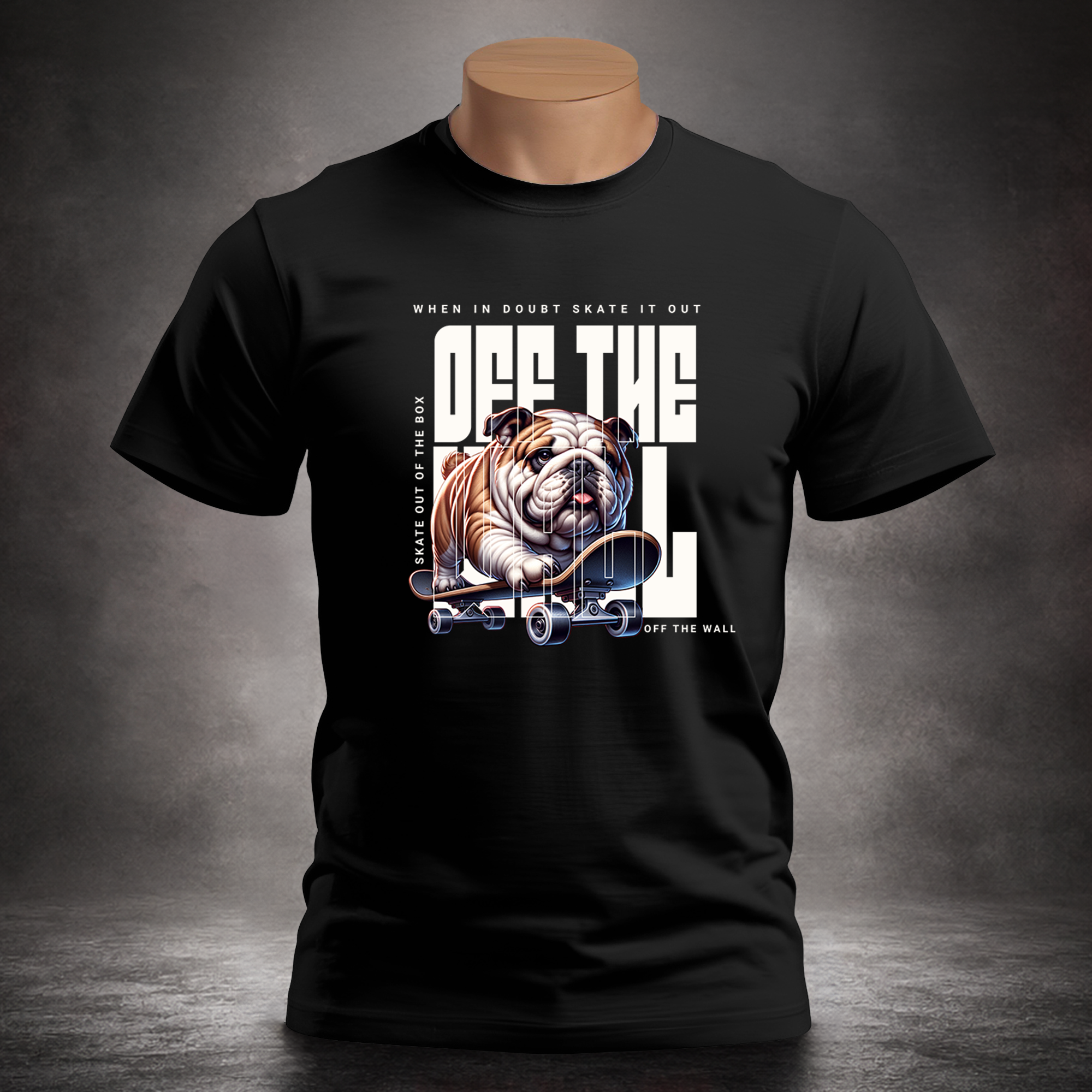 Bulldog on Skateboard - Unisex T-shirt