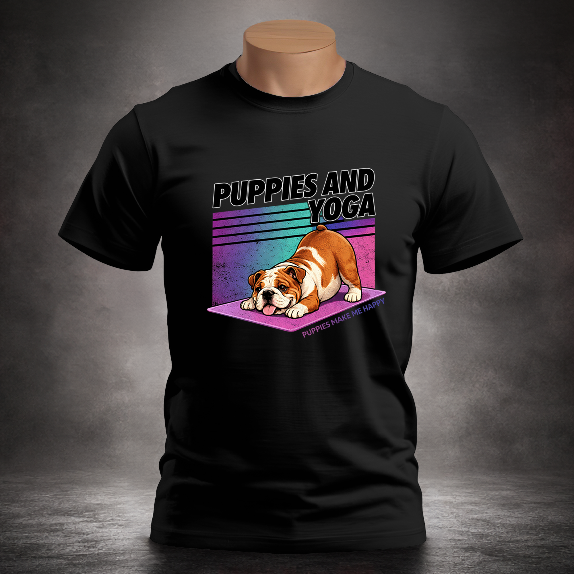 Puppies and Yoga Bulldog  - Unisex T-shirt