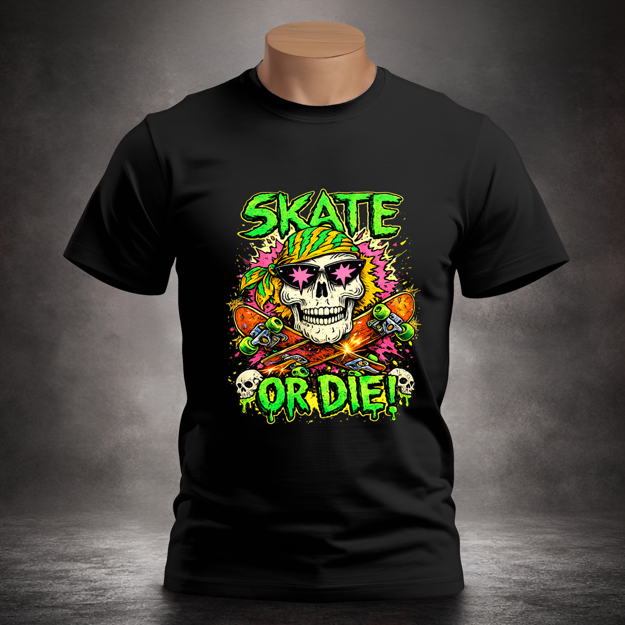 Skull Skateboard 'Skate or Die' - Unisex T-shirt